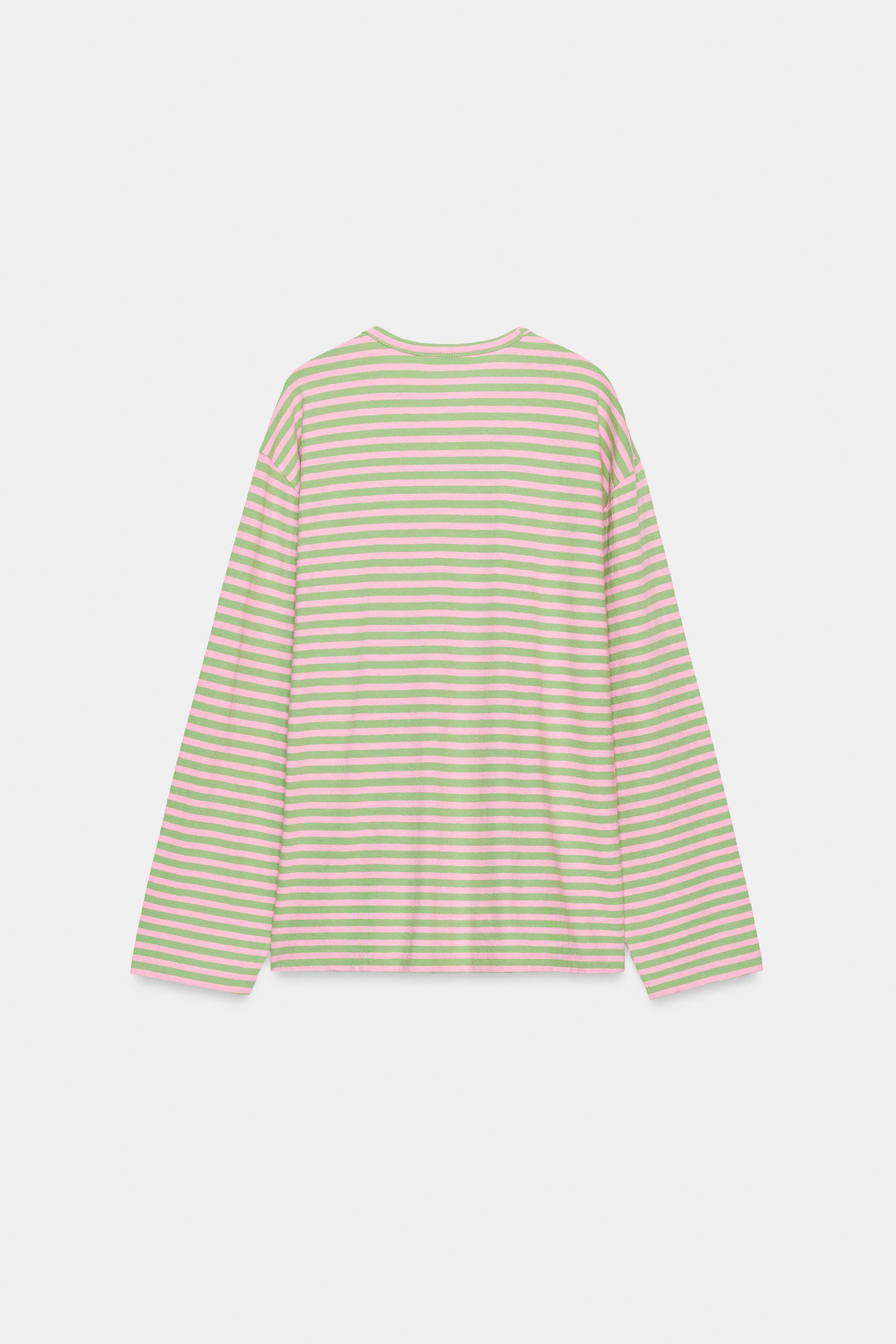 STRIPED COTTON AND LINEN T-SHIRT